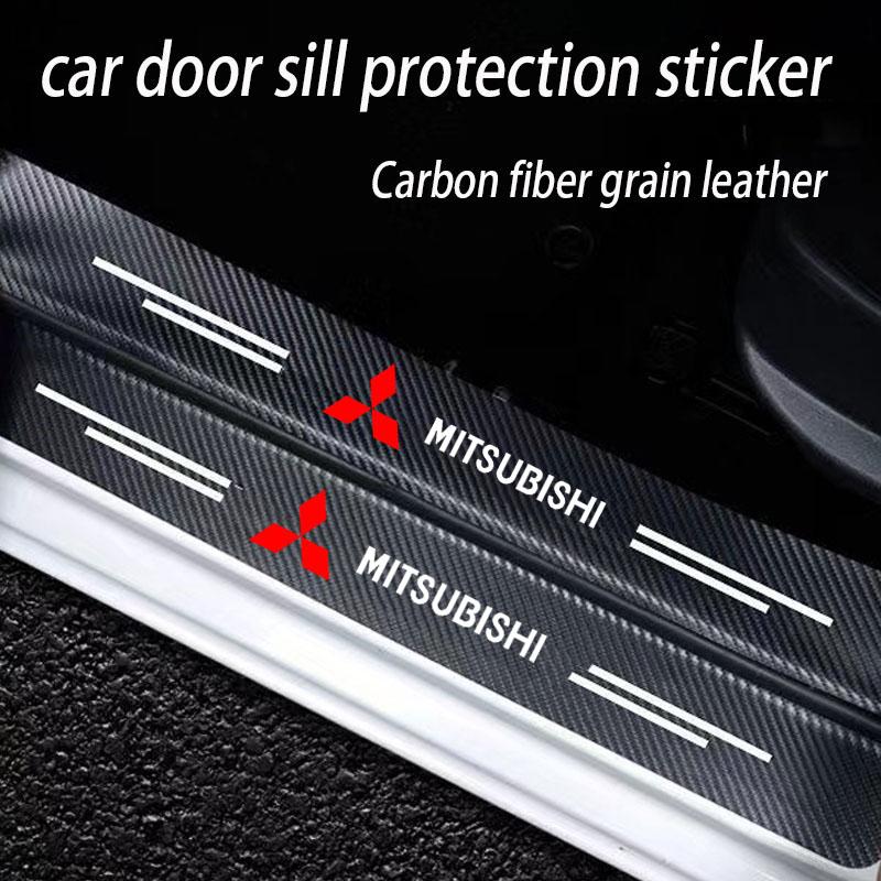 Car Carbon fiber Door Sill Welcome Pedal for Mitsubishi Pajero Sport Eclipse Cross L200 Colt Delica Ralliart Triton Accessories QC3
