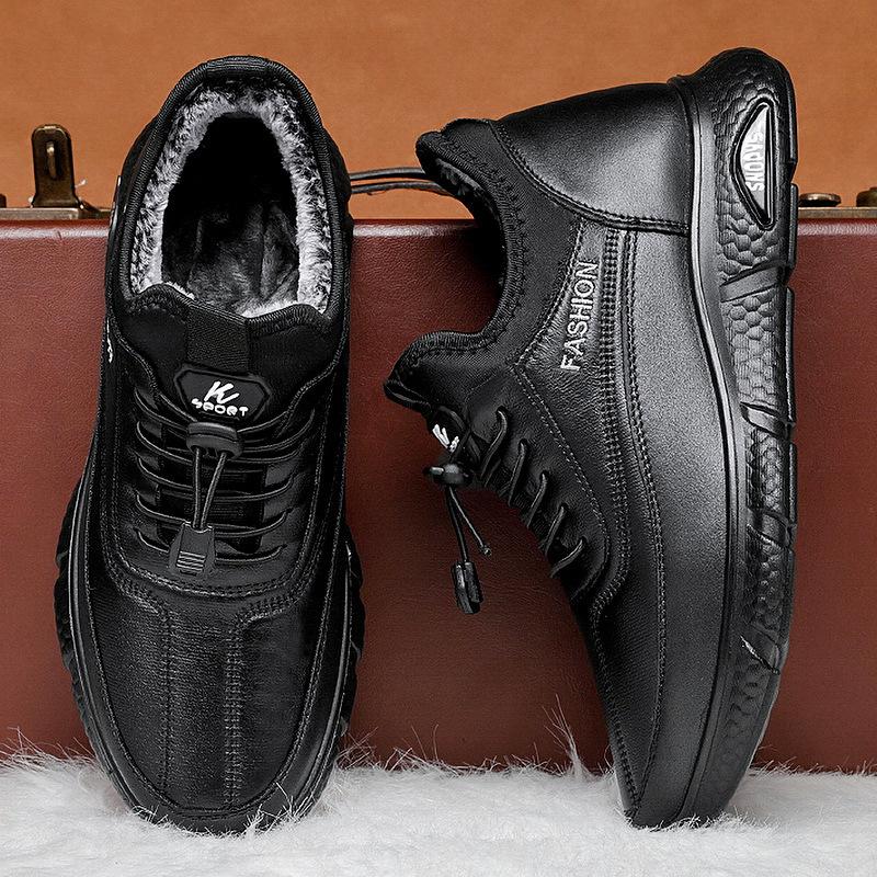 Зимние мужские теплые сноубутсы Модные мужские хлопковые ботинки Повседневные мужские ботинки из ПУ кожи Удобные плюшевые кроссовки
