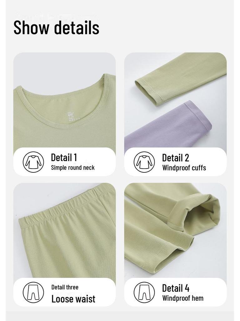 Женский комплект термобелья из чистого хлопка с антибактериальным эффектом 7А класса на осень