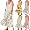 Women's Summer Casual Fashion Easter Printed Sleeveless Round Neck Pocket Dress