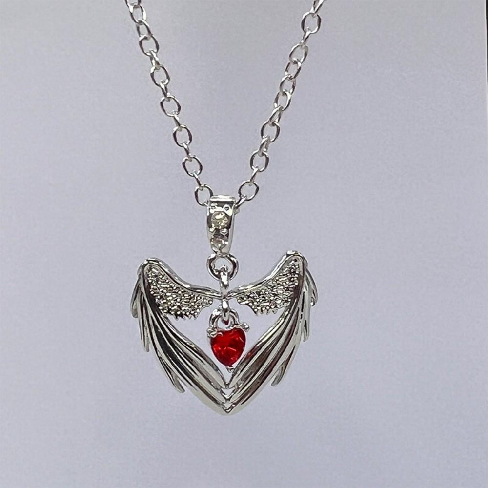Black Silver Bat Wings Pendant Necklace Zinc Zinc Alloy Halloween Heart Choker Gothic Clavicle Chain Party