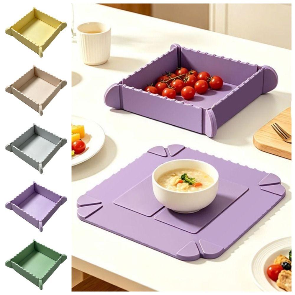 Silicone Magnetic Storage Box Non-slip Foldable Camping Plates Collapsible Snack Tray Hiking