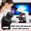 ELPCAM ELP 48MP 8K Ultra HD USB Camera with 3x Manual Zoom Plug and for Laser 3.6-10mm Lens, Play, Engraving/Lightburn/Document Scanning/Face