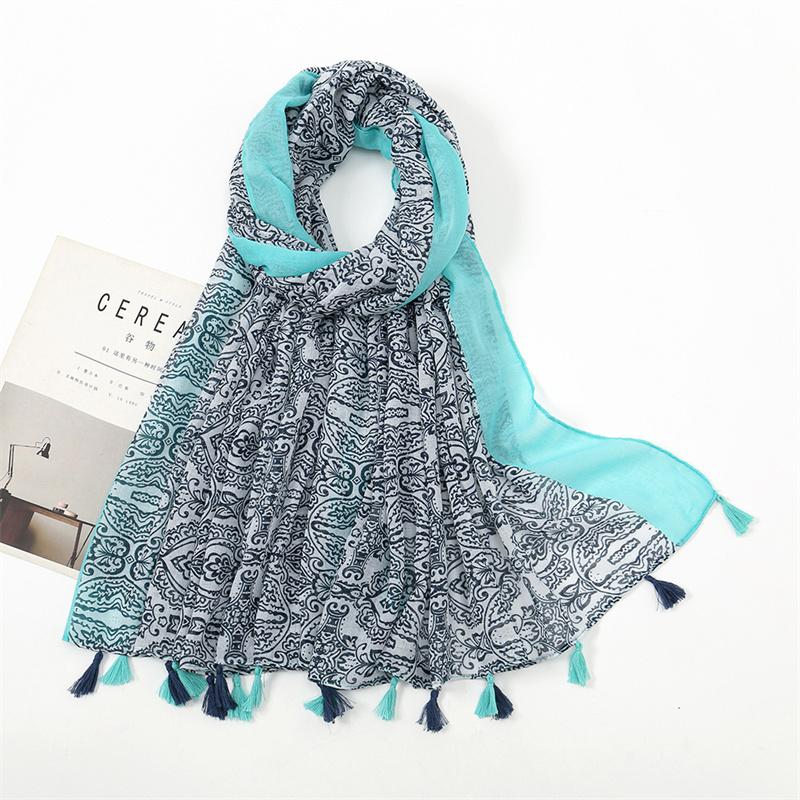 Fashion Thin Tassel Viscose Shawl Scarf for Women Luxury Design Neckerchief Wrap Pashmina Muslim Hijab Echarpes 180*90Cm