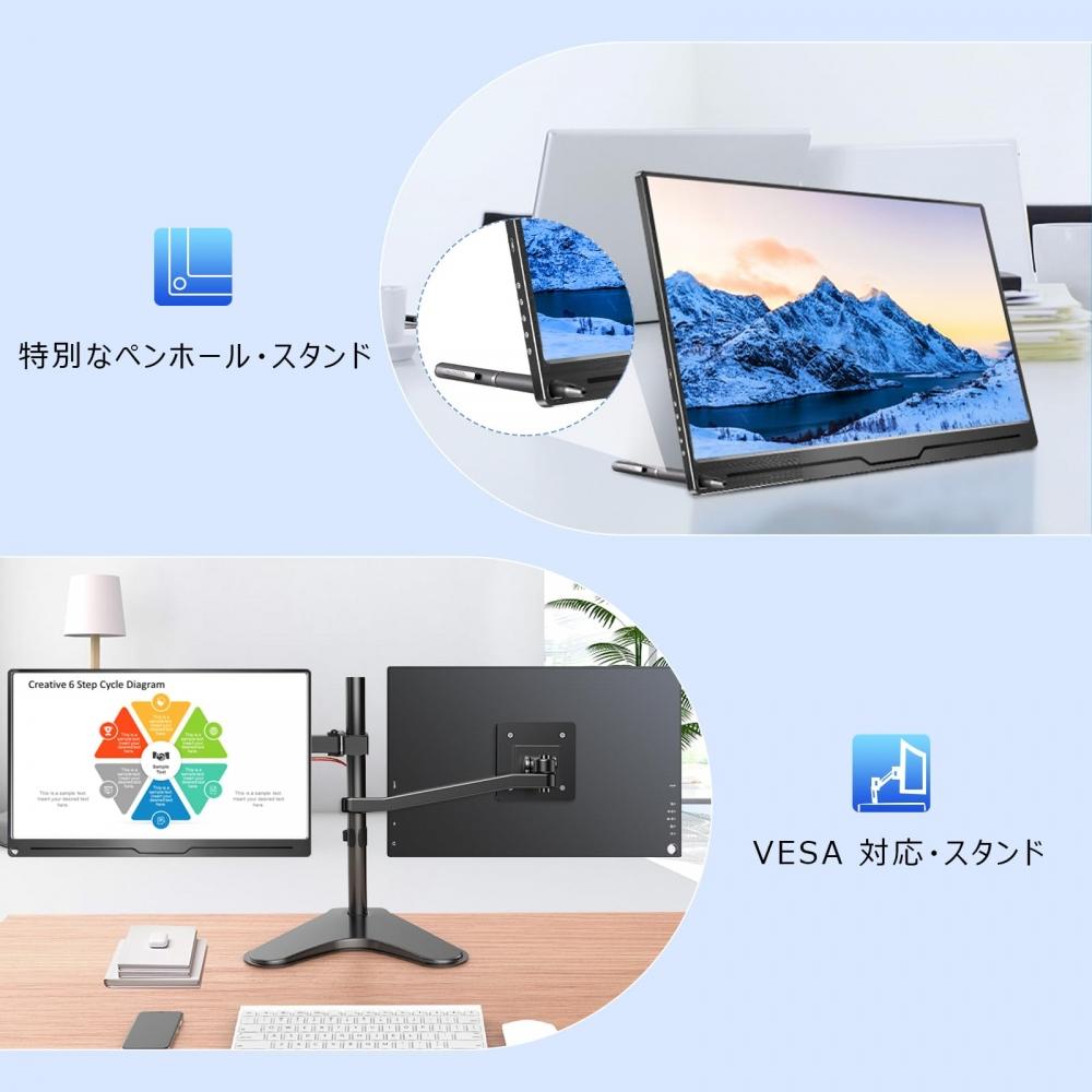 EVICIV Mobile Monitor 15.6 Inch 19201080 Gaming Portable Display IPS LCD Panel Thin Lightweight Penhole Stand VESA Protective Cover USB Type-C Standar