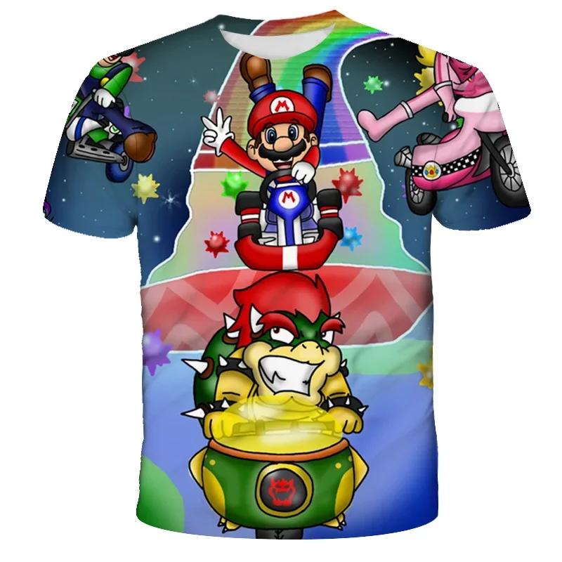 MINISO Child Game Super Mario Bros T Shirt Kids Boy Cartoon Clothes Tops Tees Boys T-shirt Luigi Mario T-shirts Children's Short Sleeve