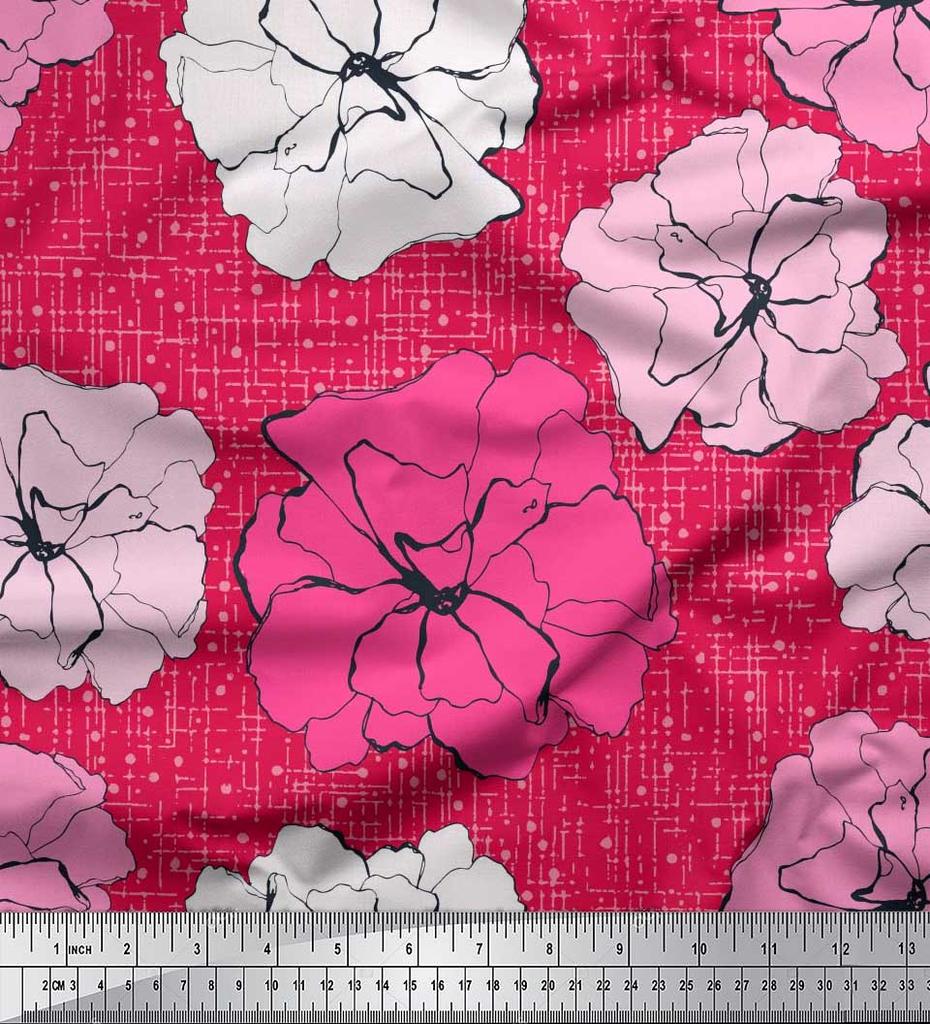 Soimoi Японский креп-атласная ткань с гвоздикой и цветочным принтом, швейная ткань, метр 42 дюйма