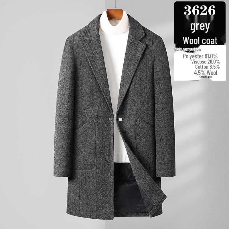 Мужское шерстяное пальто в стиле business casual средней длины - Коллекция Осень/Зима 2025, Утепленное хлопком.