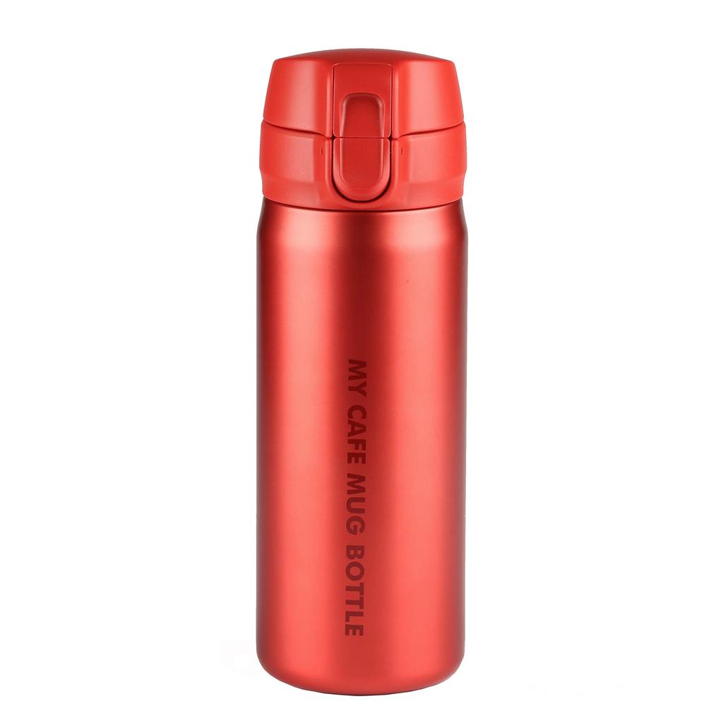 Pearl Metal Water Bottle Bottle Mug Bottle One Touch 350ml Cold Insulation Slim Type Matte Red My Cafe Mug HB-4779