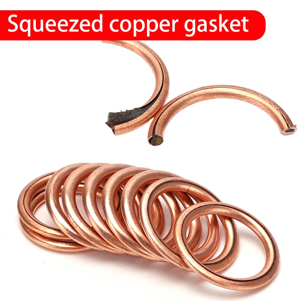 110pcs copper-clad cotton gaskets, compression sealing gaskets, suitable for automotive oil drain plugs and compression washers.