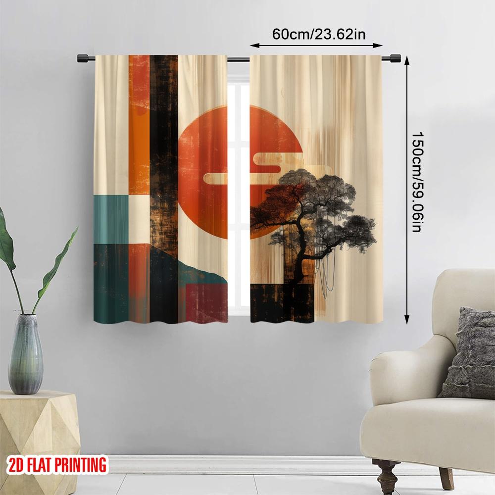 2 шт., 2D печать на плоскости Шторы Рулонные шторы ZenSunsetAbstract Прочная 100% полиэстеровая ткань (без удилища) Внутренние украшения
