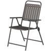 Set Of 4 Outdoor Garden Folding Chairs With Armrests Backrest And Seat Metal Frame 55x63x93 Cm Brown