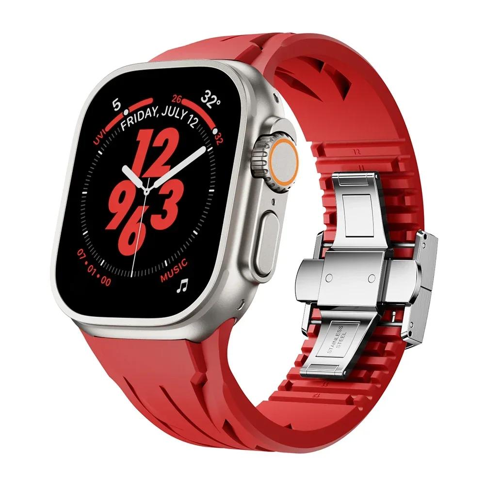 Силиконовый ремешок для Apple Watch Ultra 2 49 мм 10 46 мм 9 8 7 45 мм 44 мм Премиальный браслет для Iwatch Серии 6 5 4 Se Ремень, обрезаемый по размеру