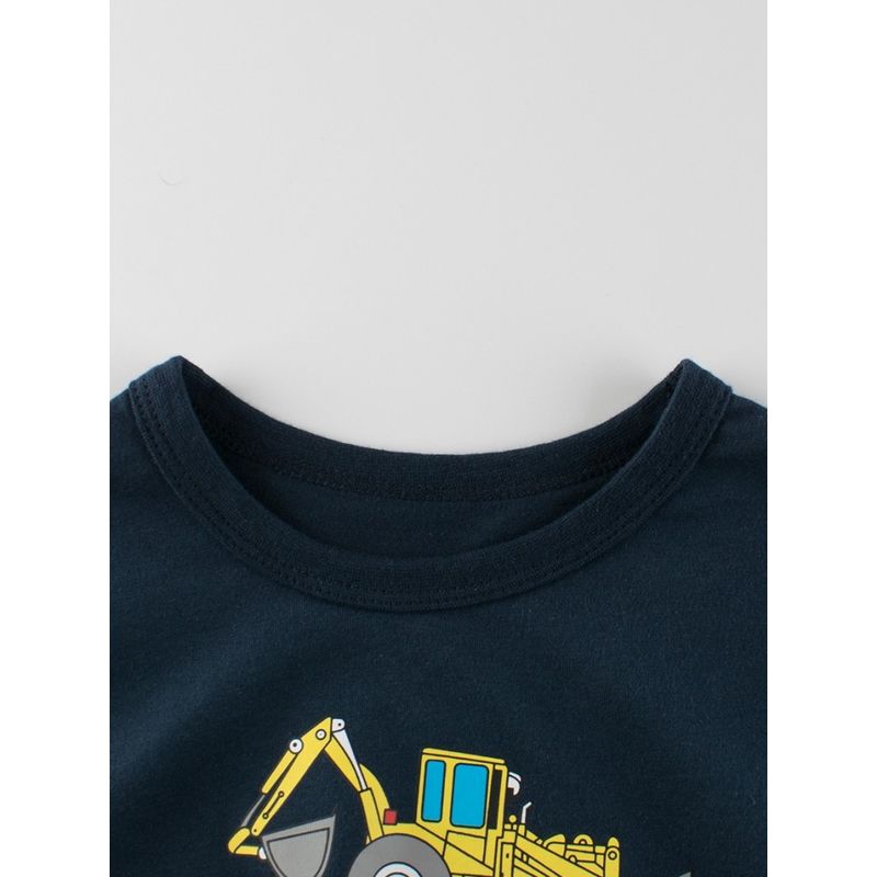 27Kids Children's Clothing Summer Kids Short Sleeve T-shirt Clothes Boys and Girls Engineering Car Excavator Baby 100% Cotton Coat