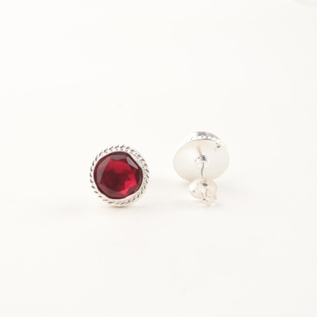Pink Rubellite Gemstone 925 Sterling Silver Jewelry Handmade Stud Earrings 0.53" EE-147-8
