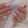 24pcs Medium Almond Press On Nail Glossy Acrylic False Nail with Sparkling Finish Artificial Nail for Girls and Women