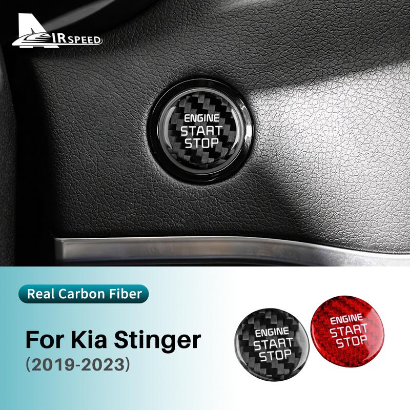 Real Hard Carbon Fiber Sticker For Kia Stinger Car Start Engine Stop Button Cover Interior Trim
