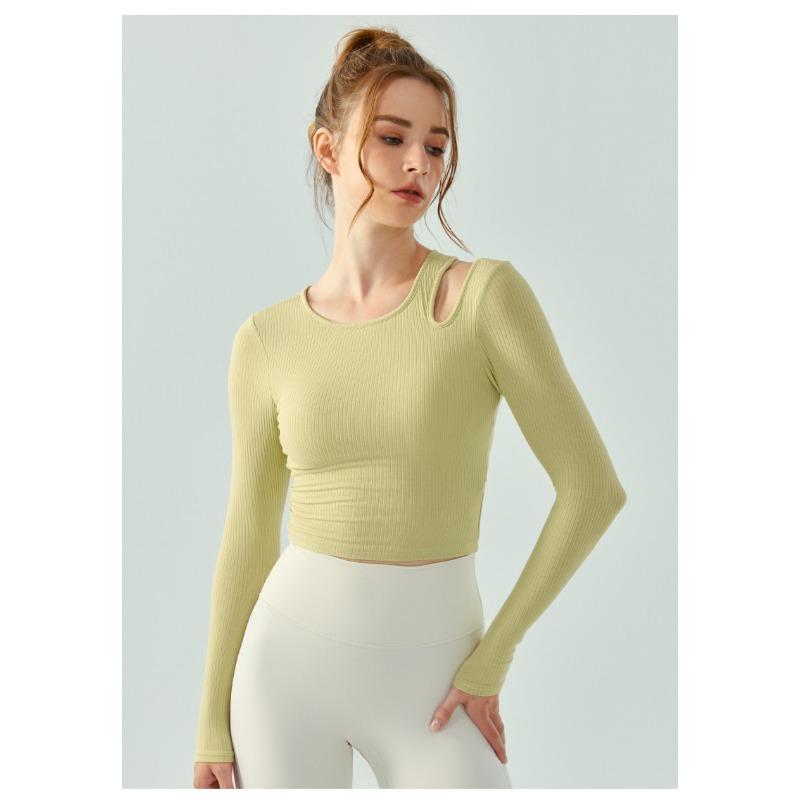Dashu Clothing Рубашка с длинным рукавом для йоги и бега, облегающая, в рубчик, с padded (вставками), женская