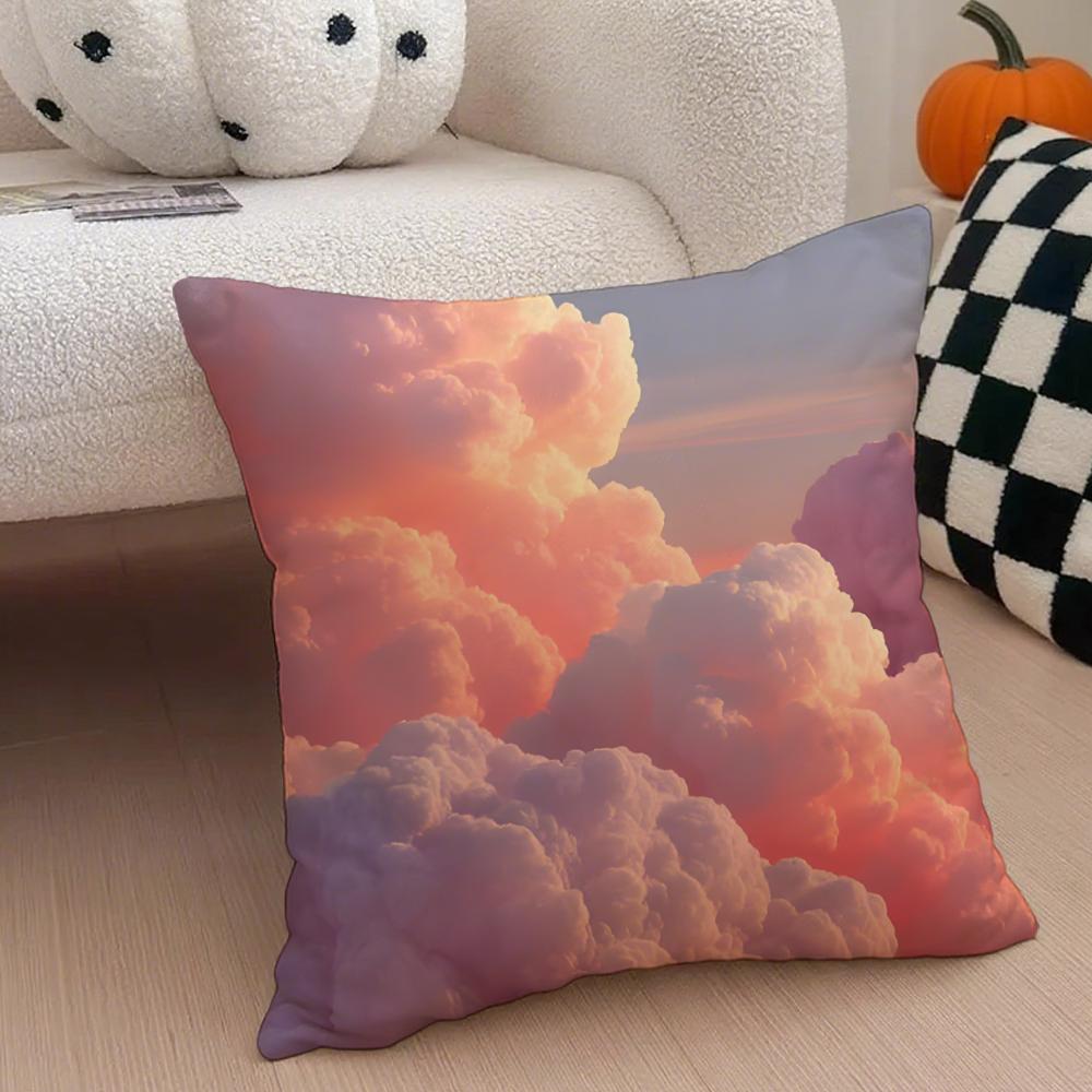 Ffufu Fluffy Clouds Cushion Cover Throw Pillow Cover Hidden Button Durable Polyester Chair Cushion