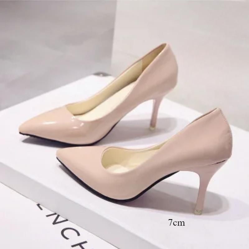 New Solid Color Pumps Women High Heel Shoes Female Fashion Patent Leather Sexy Pointed Toe Thin Heel Wedding Shoes Size 44