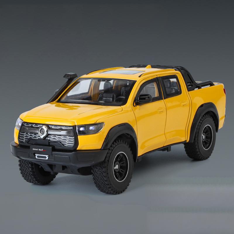 1:24 Great Wall Motor POER Pickup Alloy Diecast Off-road Vehicles Car Model Outdoor Display Collection Ornaments Birthday Gifts