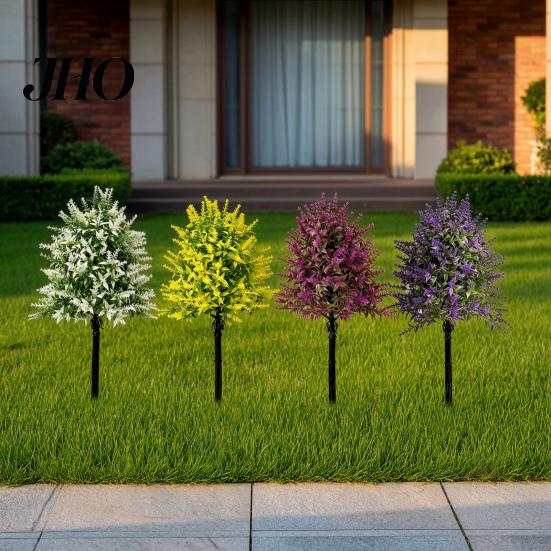 Fake Lavender Decor Artificial Topiary Ball Tree UV Resistant Shrub Bushes with Centerpiece Stake Realistic Plants for Home Wedding Patio Porch Window
