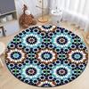 Moroccan Style Print Round Living Room Area Rug Camping Picnic Mat Non-Slip Yoga Door Floor Mat