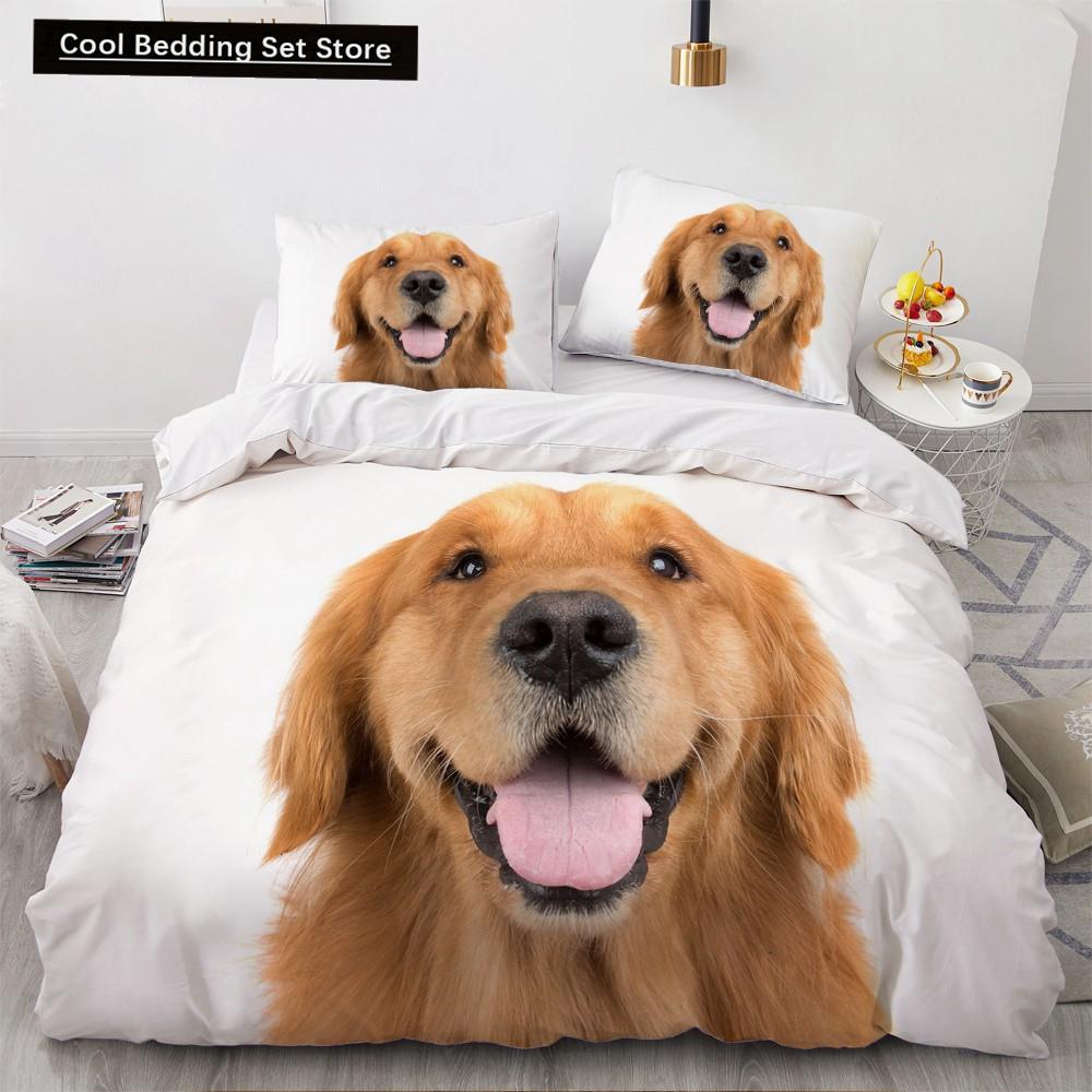 Animal Dog Duvet Cover King Queen Size Kids Cute Pet Puppy Them Bedding Set Corgi Golden Retriever 2/3pcs Polyester Quilt Cover