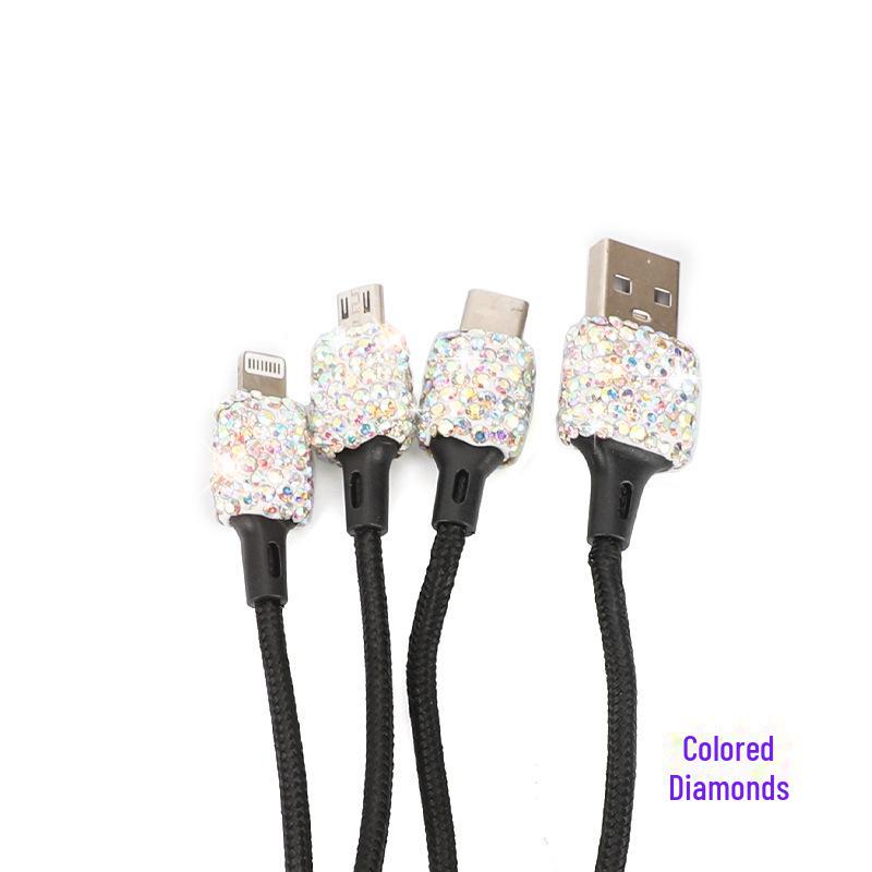Автомобильное зарядное устройство с двумя USB-портами и алмазной инкрустацией, с интеллектуальным многофункциональным адаптером