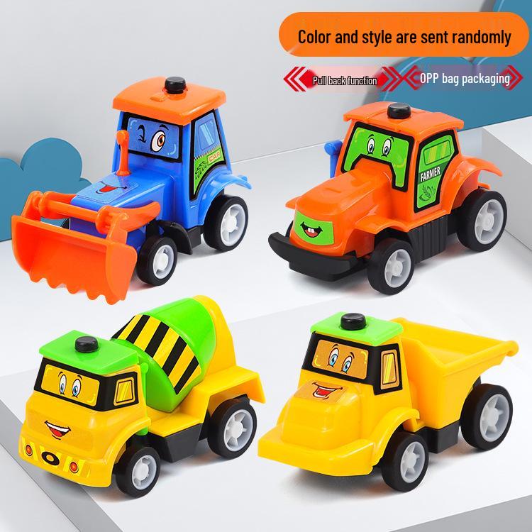 ABS Cartoon Construction Pull-Back Toy Car for Babies and Toddlers