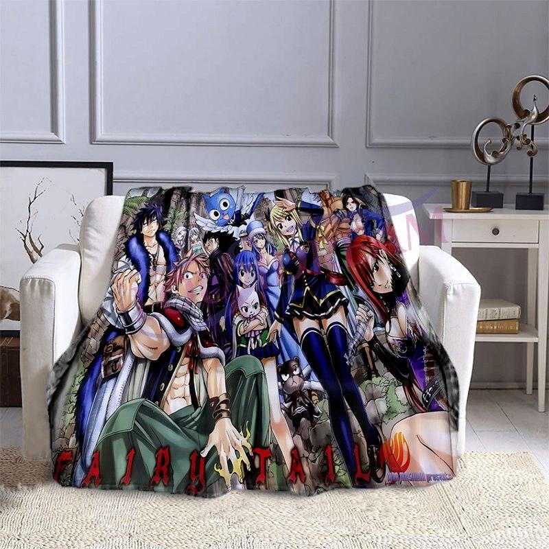 Fairy Tail Flannel Plush Blanket Home Fleece Throw Blanket Travel Blankets Bedspreads Sofa Cover Couch Dorm Room Blanket