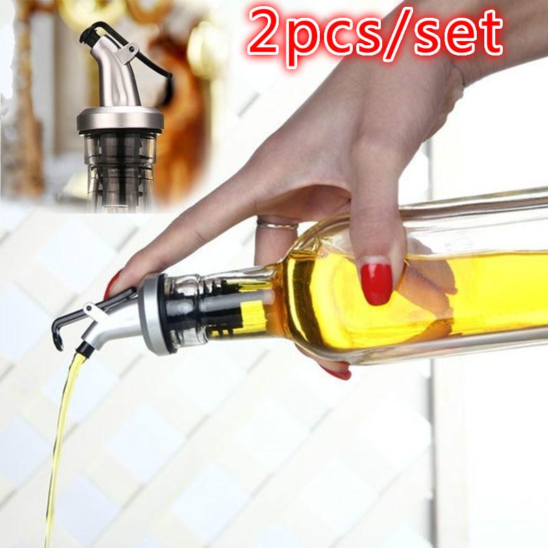 1/2Pcs Stainless Steel Stopper Mouth Olive Oil Pot Cork Red Wine Vinegar Bottle Plug Accessories Dry