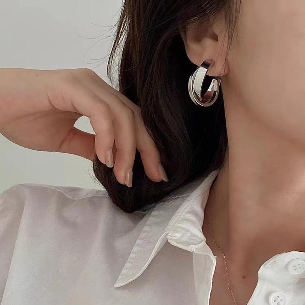 Серьги из сплава металла геометрической формы с перекрещивающимися петлями, серьги-капли C-образной формы, женские