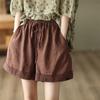 Женские модные повседневные полые вязаные крючком прямые шорты из хлопка и льна в стиле ретро