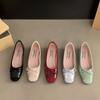 Новая Мода Женские Балетки Мягкий Бант Квадратный Носок Обувь Женская Новая Прострочка Элегантная Модная Большого Размера Комфортная Обувь на Плоской Подошве