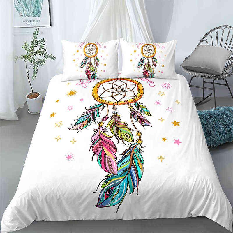 Комплект пододеяльника Dreamcatcher King Size Бохо Ловец снов Постельное белье Микрофибра Богемный стиль Пододеяльник Для девочек Женщин