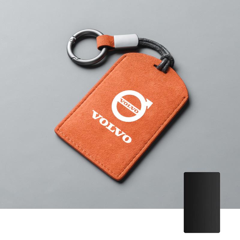 Замшевый кожаный чехол-держатель с NFC-ключом для автомобиля, полностью закрывающий корпус, защитный аксессуар-брелок для Volvo EM90 EX30 2024 Polestar