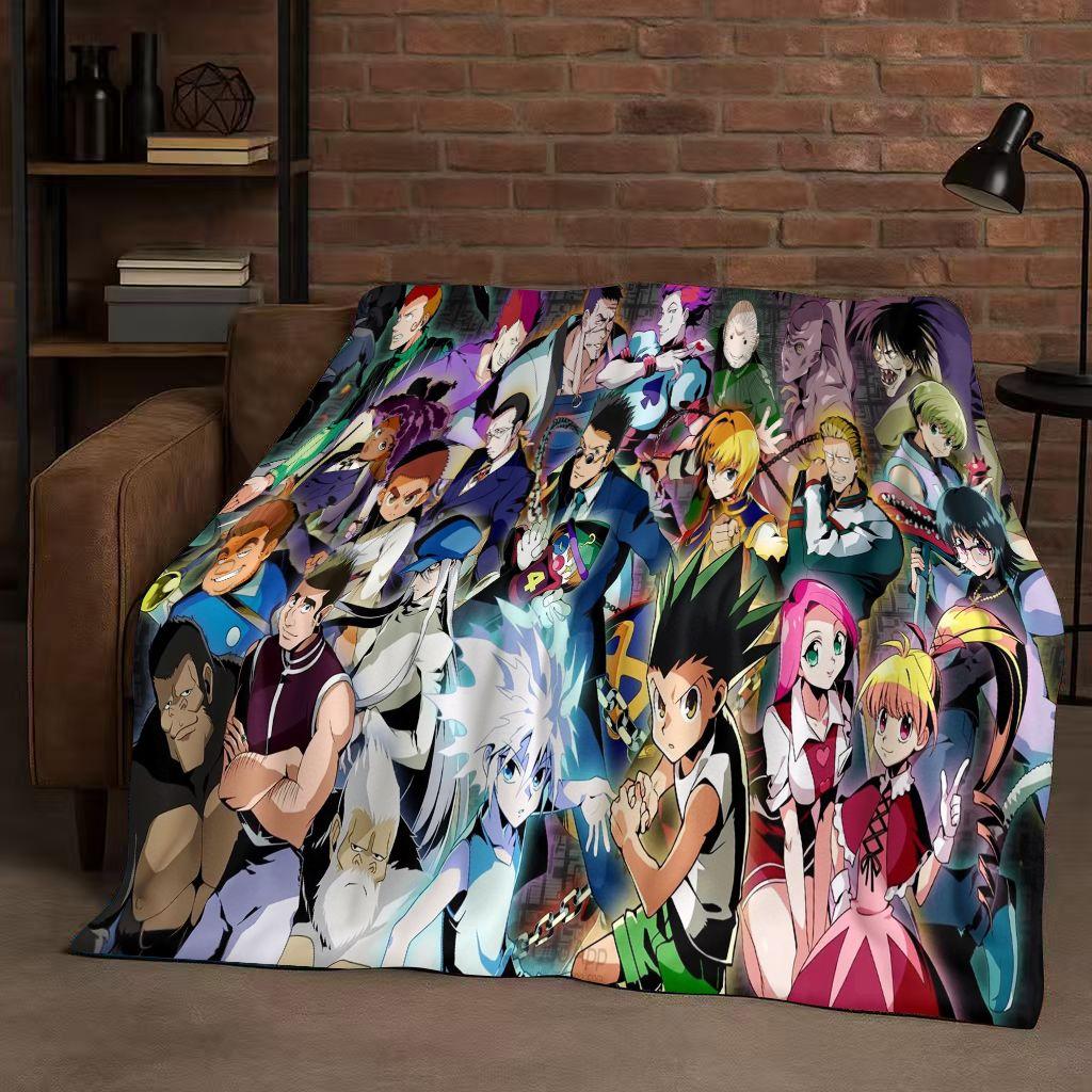 3D Anime Hunter X Hunter Killua Zoldyck Cartoon HXH Flannel Blanket,Ultra Soft Warm Plush Throw for Home Bedroom Bed Sofa Cover