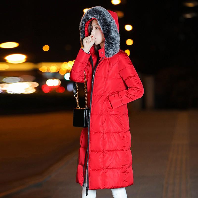 Womens Long Puffer Coat With Fur Hood Oversized Winter Warm Jacket Plus Size Solid Color