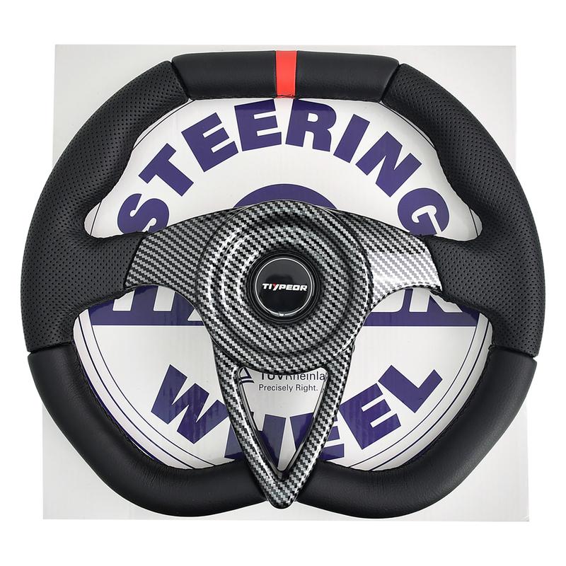 TIYPEOR 350mm Car Steering Wheel Silver Aluminum Carbon Drift Simulation Racing Game Steering Wheel With D-shaped