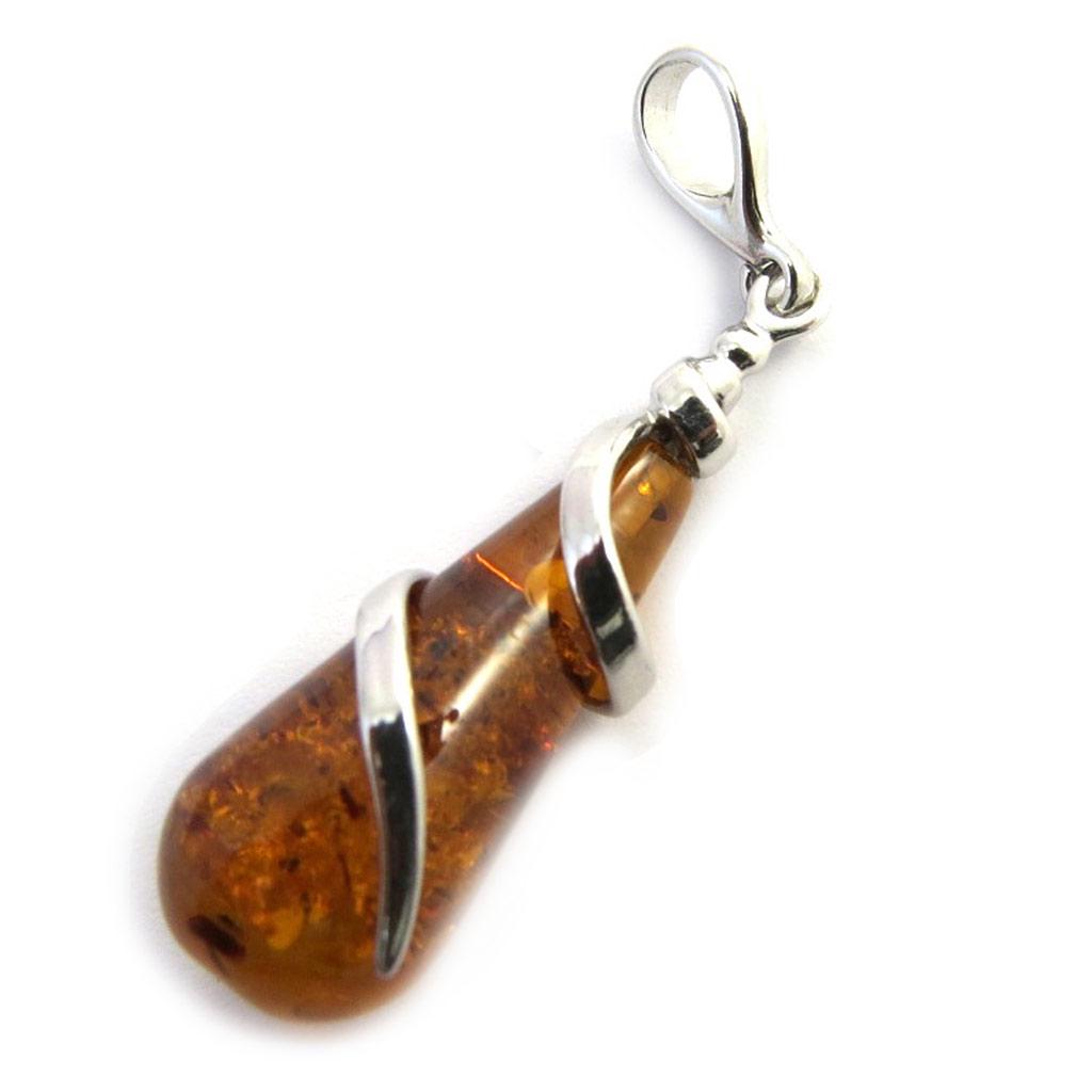 Les Trésors De Lily [N2787] - Silver Pendant 'Inspiration' Amber (rhodium-plated) - 25x10 Mm