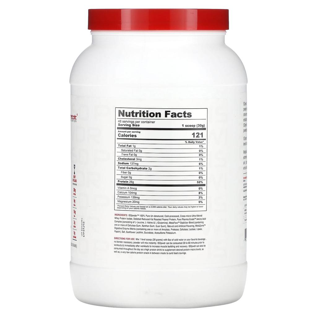 Metabolic Nutrition, ISOpwdr, Whey Protein Isolate, Butter Pecan Cookies, 3.04 lb (1,380 g)