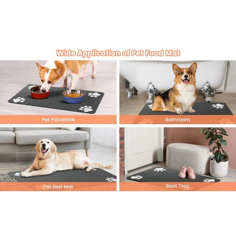 Коврик для кормления домашних животных - впитывающий коврик для мисок с едой и водой, с водонепроницаемой резиновой основой, быстросохнущий коврик для воды для собак и кошек