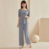 Женский комплект пижамы Ice Silk с короткими рукавами и широкими штанами, комплект летней ультратонкой двухкомпонентной пижамы для дома и сна