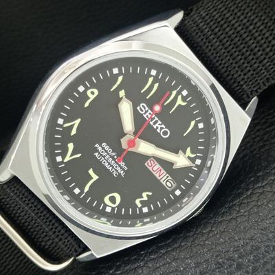 ЯПОНСКИЕ ВИНТАЖНЫЕ ОТРЕМОНТИРОВАННЫЕ МУЖСКИЕ АВТОМАТИЧЕСКИЕ ЧАСЫ SEIKO 6309A С ЧЕРНЫМ ЦИФЕРБЛАТОМ a442715-1