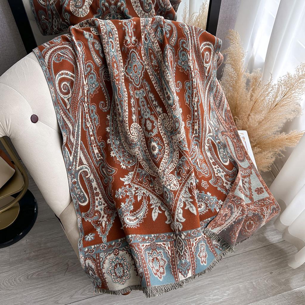 Retro Ethnic Style Shawl, Jacquard Cashew Fringed Scarf, Women'S Outdoor Travel, Outdoor Decoration Dual-Purpose