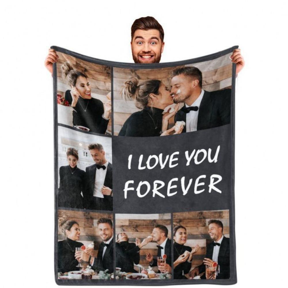 GUOYU Blanket Personalized Blanket Movie Family Picture Custom Soft Flannel Blanket for Home Bedroom Decor Birthday Gift for Sister Mom Dad