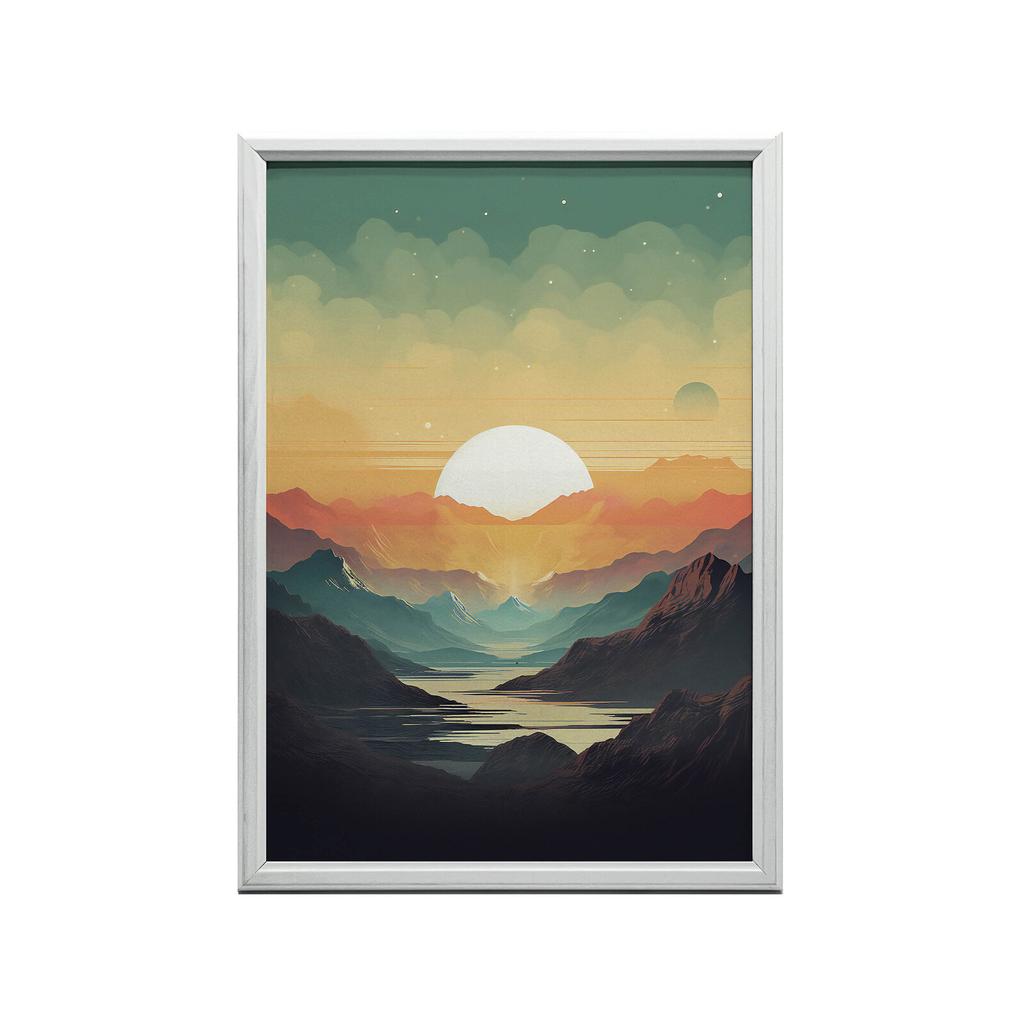 Spokój Górskich Pasteli Spokój Górskich Pasteli, 50X70 Cm, Rama Aluminiowa Czarna, Papier Matowy 230 Gsm
