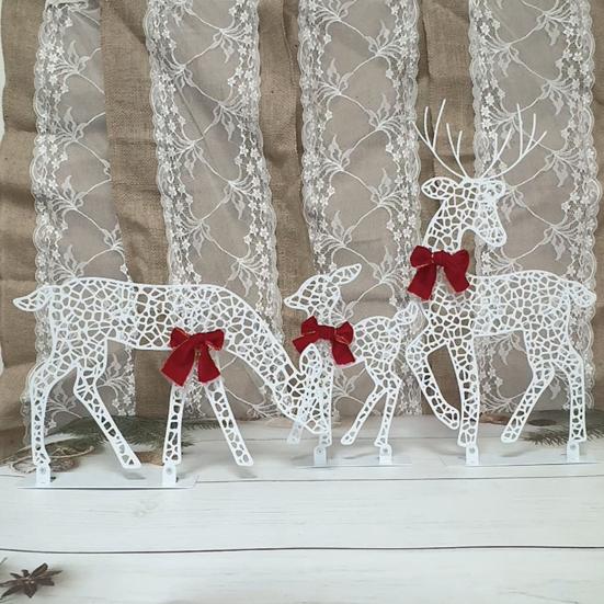 Рождественское светящееся украшение в виде оленя, светодиодная подсветка, 2D железная семья оленей для двора, патио, лужайки, сада, домашнего декора для рабочего стола