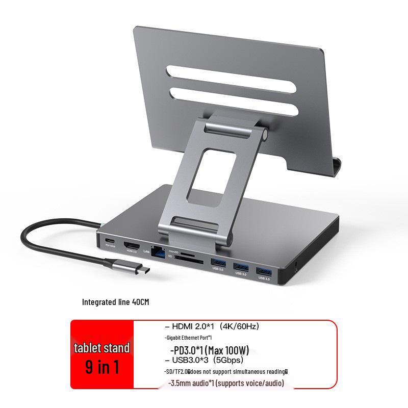 Док-станция BlueShuo 4K для планшета с USB 3.0, Ethernet, Type-C, аудиоразветвителем и PD-зарядкой.